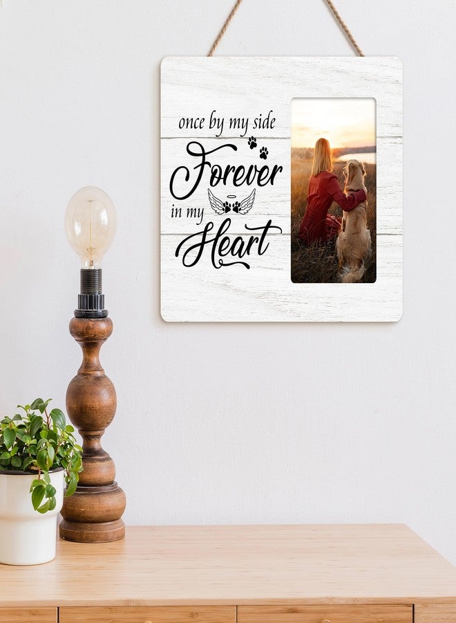 HODODAN Dog Memorial Gifts for Loss of Dog, Pet Loss Sympathy Gift, Once By My Side Forever in My Heart Wooden Picture Frames, 4x6 inch Photo - Image 5