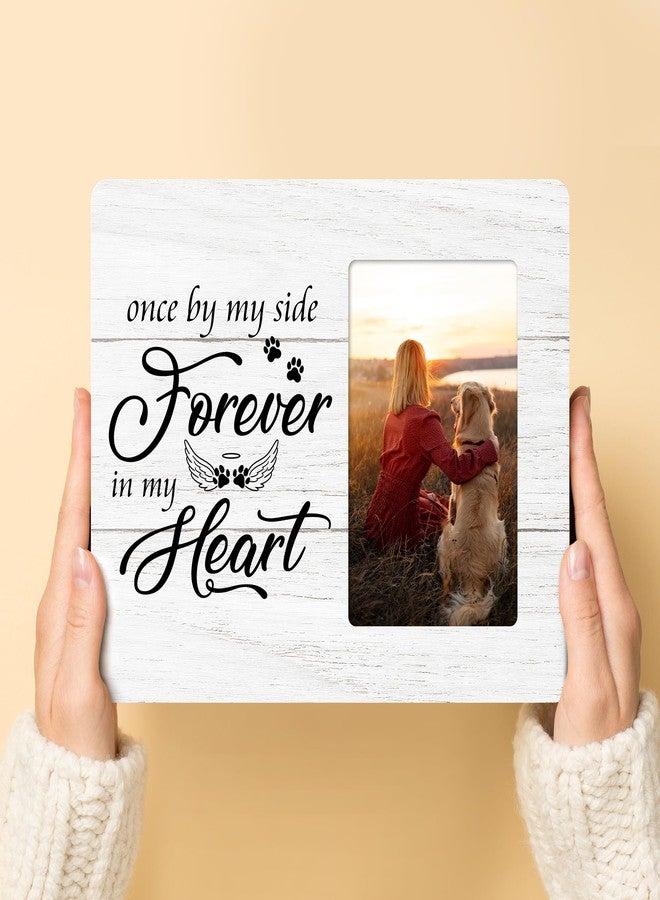 HODODAN Dog Memorial Gifts for Loss of Dog, Pet Loss Sympathy Gift, Once By My Side Forever in My Heart Wooden Picture Frames, 4x6 inch Photo - Image 4