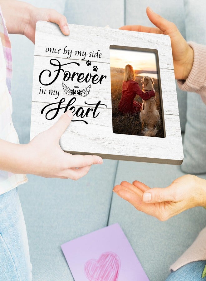 HODODAN Dog Memorial Gifts for Loss of Dog, Pet Loss Sympathy Gift, Once By My Side Forever in My Heart Wooden Picture Frames, 4x6 inch Photo - Image 2