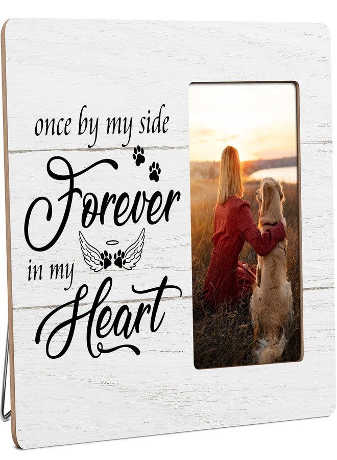 HODODAN Dog Memorial Gifts for Loss of Dog, Pet Loss Sympathy Gift, Once By My Side Forever in My Heart Wooden Picture Frames, 4x6 inch Photo - Image 1