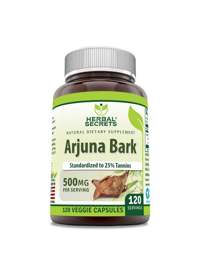 Herbal Secrets Arjuna Bark Extract Supplement | 500 Mg | 120 Veggie Capsules | Non-GMO | Gluten Free | Made in USA - Image 1