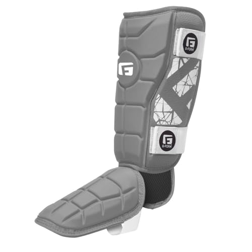 G-Form Elite Batter's Leg Guard - Baseball Leg Guard with Adjustable Straps - RH Hitter, Silver, Youth - Image 1