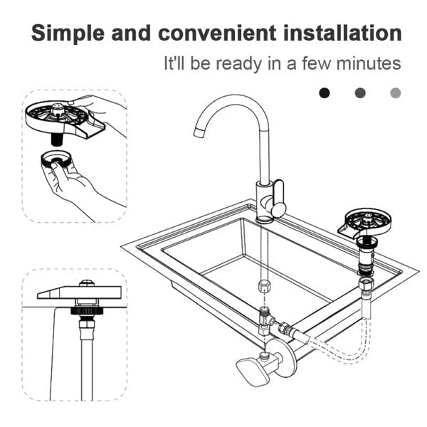 MAPPLE CREATION Cup Rinser Bottle Cleaner Glass Rinser for Kitchen Sinks Spot Shield Stainless Automatic Washer Bar Glass Rinser and Bottle Rinser Kitchen Sink Accessories Black - Image 5