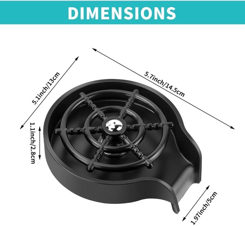 MAPPLE CREATION Cup Rinser Bottle Cleaner Glass Rinser for Kitchen Sinks Spot Shield Stainless Automatic Washer Bar Glass Rinser and Bottle Rinser Kitchen Sink Accessories Black - Image 4