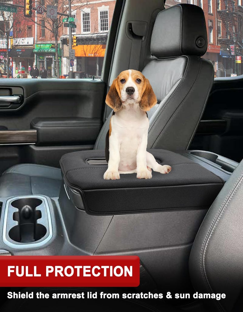 KBH Center Console Armrest Cover for 2019-2026 GMC Sierra & Chevy Silverado, 2021-2026 Tahoe & Suburban & Yukon, Bucket Seat Console Accessories, Black-Gray Stitches - Image 3