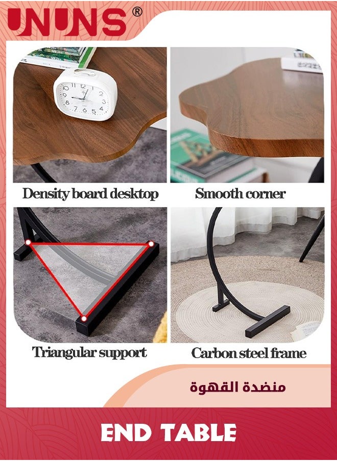 UNUNS - C-Shaped Side Table,Flower Shape Small Wooden Nightstand,Bedside Table For Living Room Kitchen Garden Bedroom,Small Accent Table - Image 1