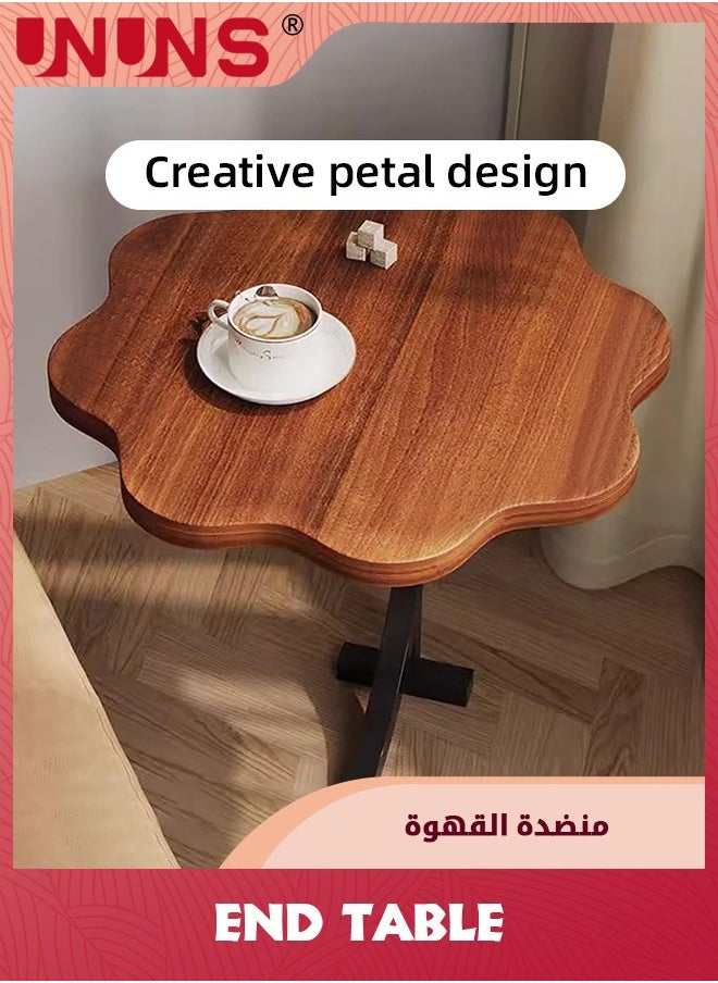 UNUNS - C-Shaped Side Table,Flower Shape Small Wooden Nightstand,Bedside Table For Living Room Kitchen Garden Bedroom,Small Accent Table - Image 1