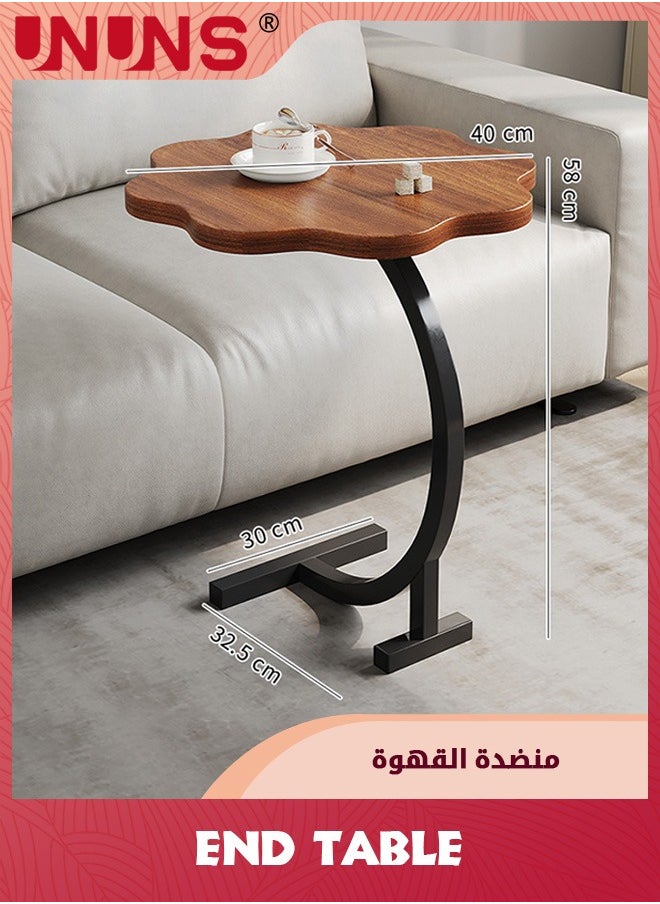 UNUNS - C-Shaped Side Table,Flower Shape Small Wooden Nightstand,Bedside Table For Living Room Kitchen Garden Bedroom,Small Accent Table - Image 1