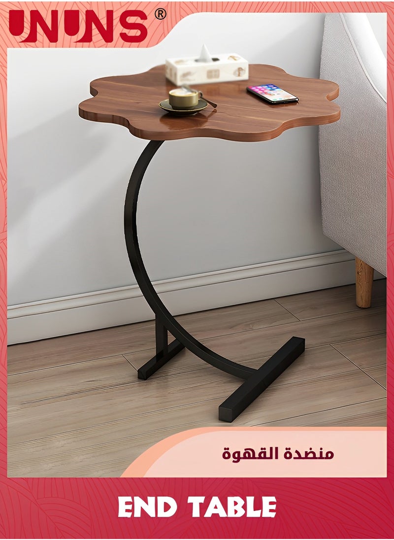 UNUNS - C-Shaped Side Table,Flower Shape Small Wooden Nightstand,Bedside Table For Living Room Kitchen Garden Bedroom,Small Accent Table - Image 1
