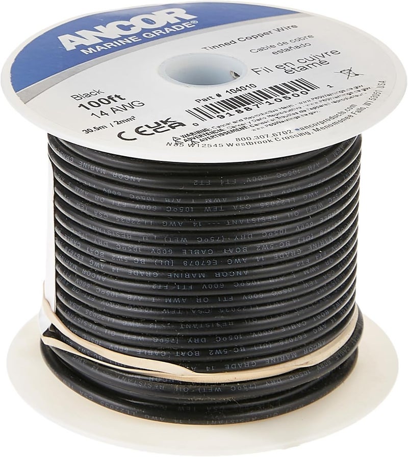 ancor سلك نحاسي مغطى أنكور 104010، 14 AWG، أسود - 100 قدم - Image 1