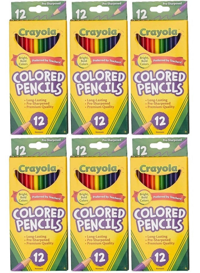 Crayola Long Barrel Colored Woodcase Pencils Assorted Colors (684012) 12 Pencils Per Pack 6 Pack - Image 1