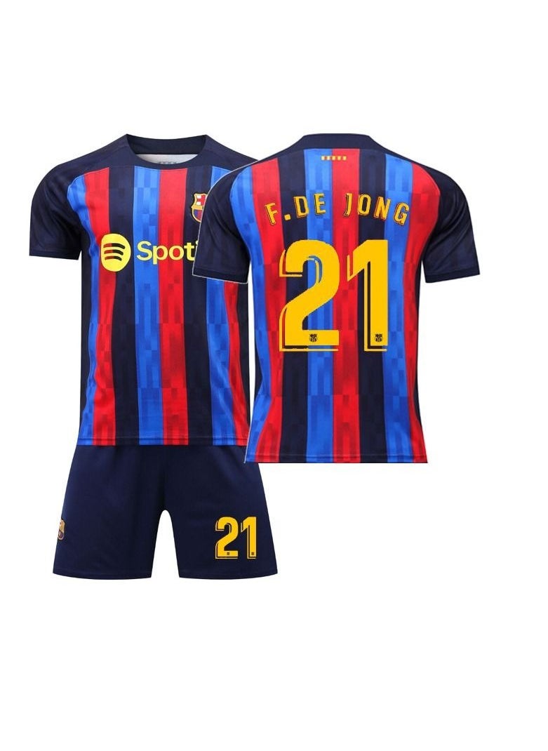 Taiahiro - Barcelona Jersey No. 21 F.DE Jong Men's Soccer Jersey - Image 1