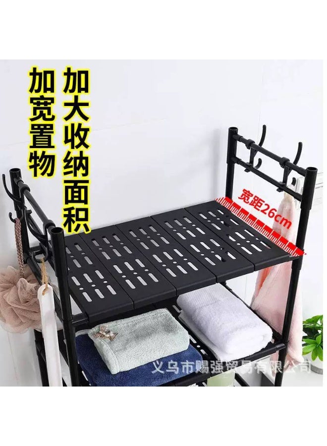 Multi-purpose metal storage organizer placed over the toilet or washing machine – a space-saving shelving unit with 3 tiers and side hooks. - Image 4