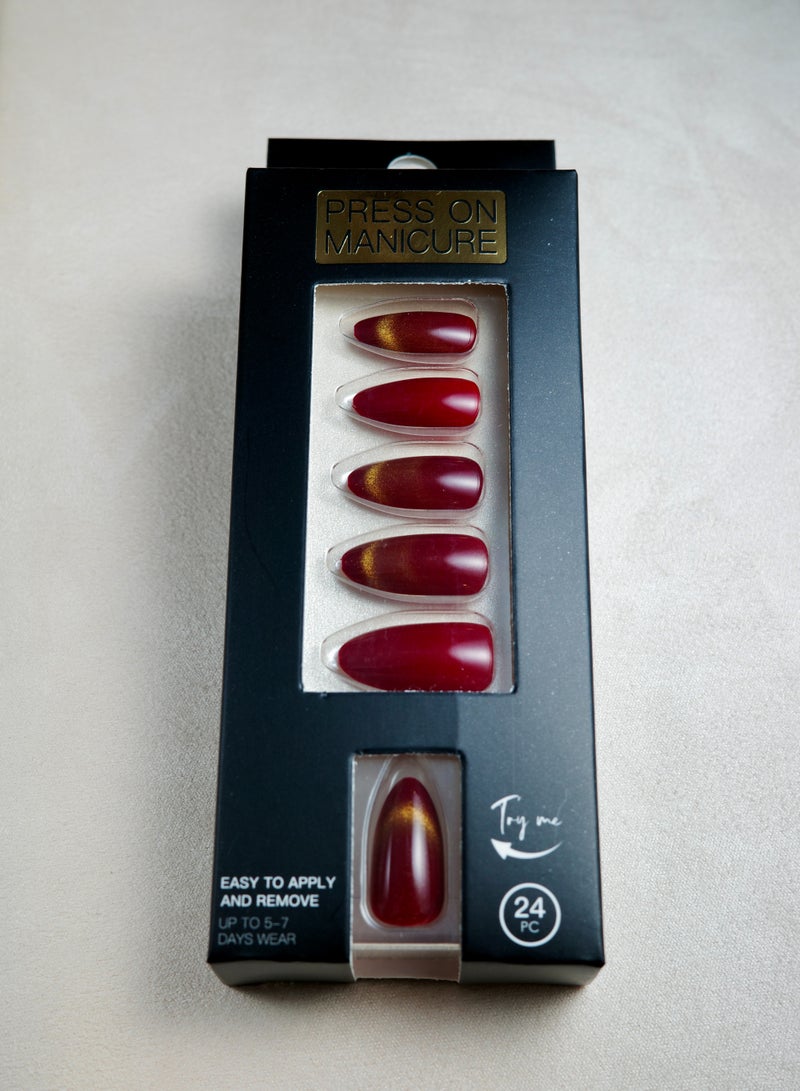 Press On, False Nails, 24 Gel Nails Kit, Reusable Stick On Nails Set  in variable Sizes, Almond Style, Full Well Tips, Shimmery Finish, Fake Nails press on, impress nails, stick on nails - Image 4