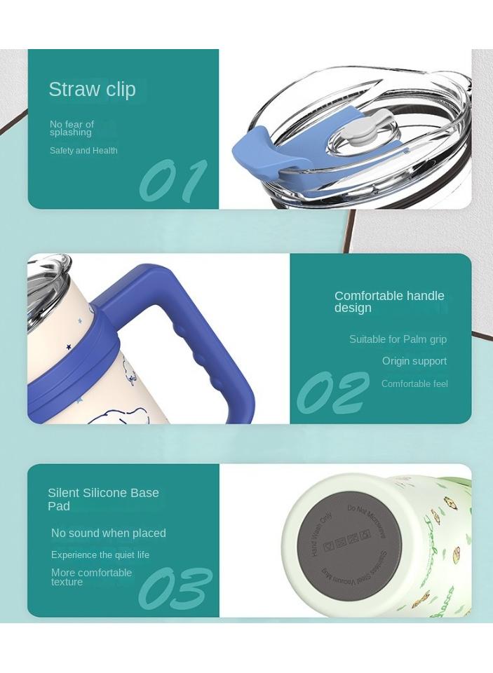 Y&D كوب هالو كيتي القابل لإعادة الاستخدام بتقنية الفراغ، كوب سعة ٤٠ أونصة، كوب فراغ بسعة كبيرة مع مصاصة للحفاظ على الحرارة والبرودة، كوب ثلج كبير، شاي مثلج أو قهوة، سموزي والمزيد، كريمة، ٤٠ أونصة - Image 3