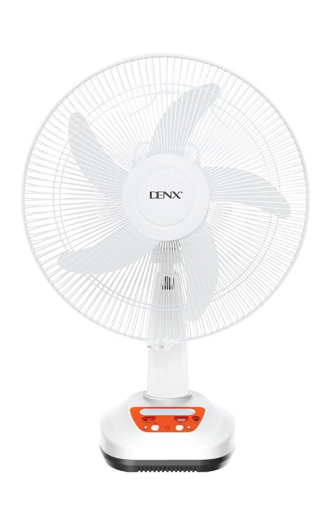 Denx 16-inch multi-function fan - rechargeable battery, solar power, USB port and additional lighting - Image 5