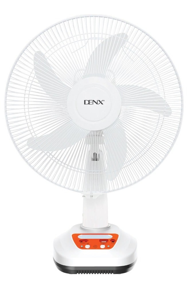 Denx 16-inch multi-function fan - rechargeable battery, solar power, USB port and additional lighting - Image 2