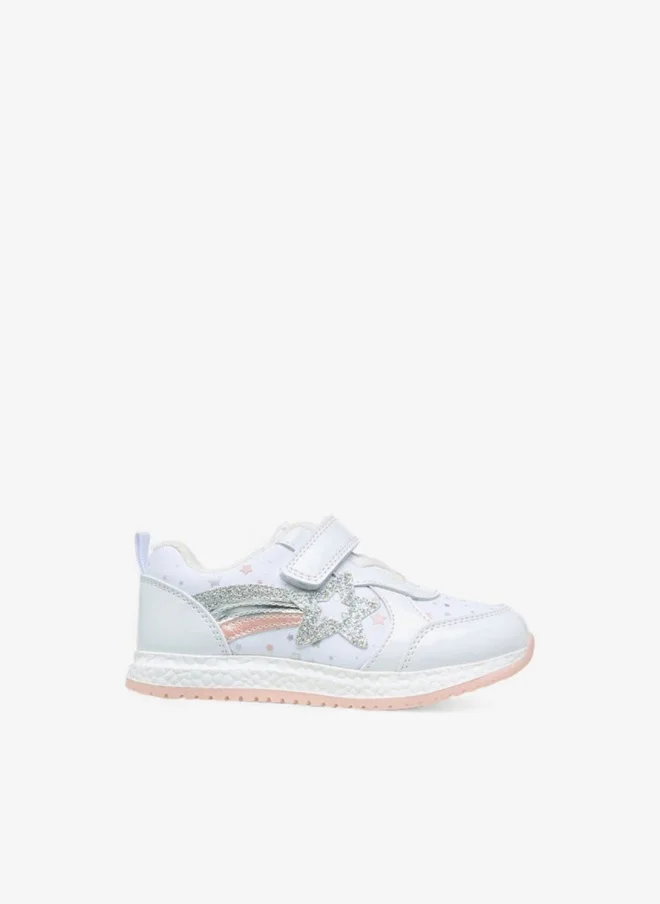 Flora Bella By Shoexpress Embellished Star Applique Sneakers with Hook and Loop Closure