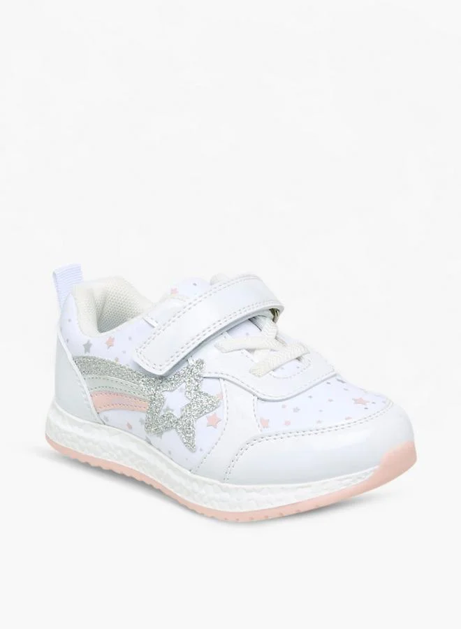 Flora Bella By Shoexpress Embellished Star Applique Sneakers With Hook And Loop Closure