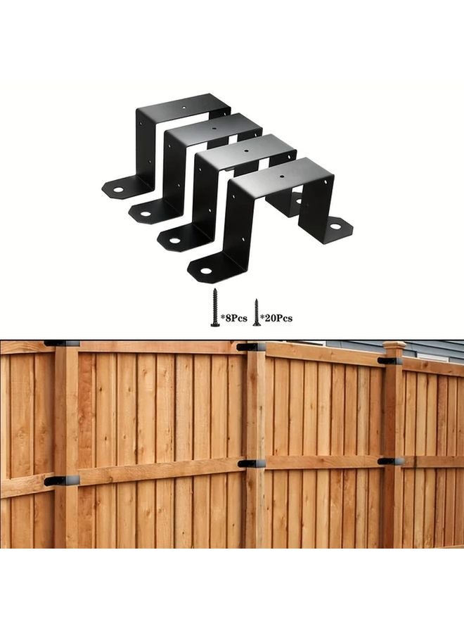 Black Fence Post Holder Heavy Duty U Shaped Metal Bracket For 4x4 Wooden Posts - Image 2