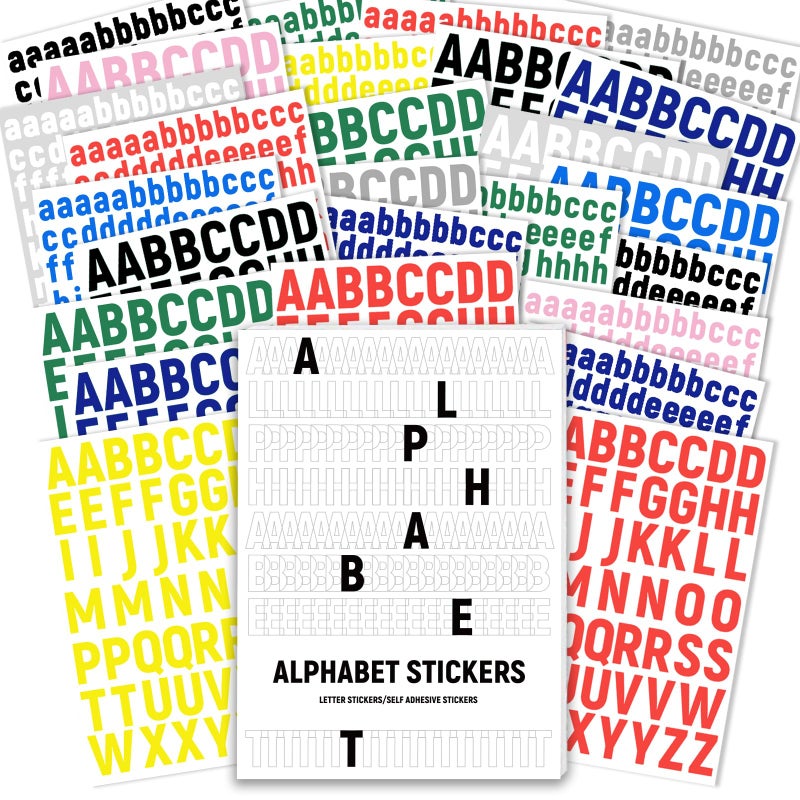 Prstincol 3456 Pcs 36 Sheets Colorful Alphabet Stickers Pad, 9 Colors Self Adhesive Letter Number Stickers Vinyl Waterproof Decals for Mailbox Gift Decoration Door Classroom Decor DIY Crafts - Image 1