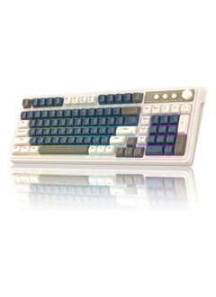 AULA AULA S99 Keys Gaming Keyboard, Tri-Mode Bluetooth/2.4GHz/USB-C Retro Creamy Color Keyboard with Number Pad RGB, Media Knob Custom Programmable Membrane Computer Keyboard for MAC Xbox PC Gamer - Blue  - Image 1