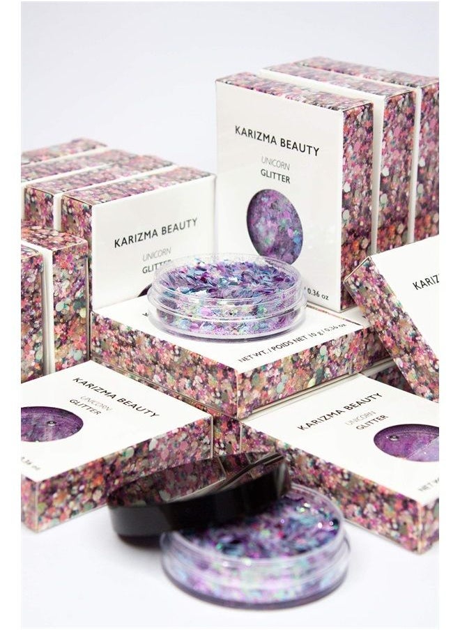 KARIZMA - Unicorn Glitter. 10g Chunky Face Glitter, Hair Glitter, Eye Glitter and Body Glitter for Women. Rave Glitter, Festival Accessories, Cosmetic Glitter Makeup. Loose Glitter Set - Image 1