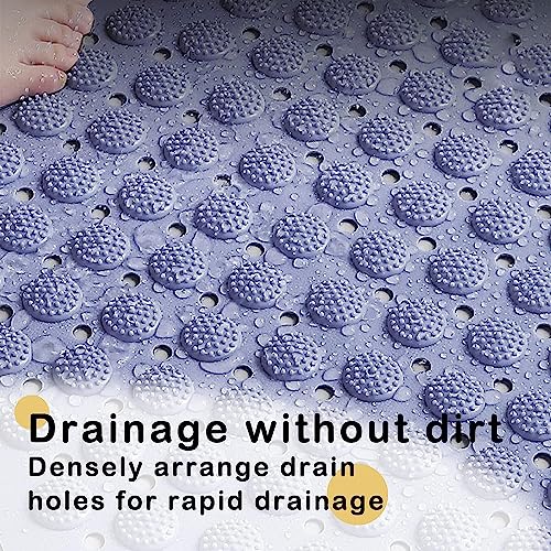 RichAxis Rectangular Anti Skid Bath Mat with Foot Scrubber for Bath Room Shower Mat with Suction Cups & Drain Holes Silicone Floor Mat for Kids & Adults (70 X 35, Grey) - Image 4