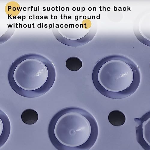 RichAxis Rectangular Anti Skid Bath Mat with Foot Scrubber for Bath Room Shower Mat with Suction Cups & Drain Holes Silicone Floor Mat for Kids & Adults (70 X 35, Grey) - Image 3