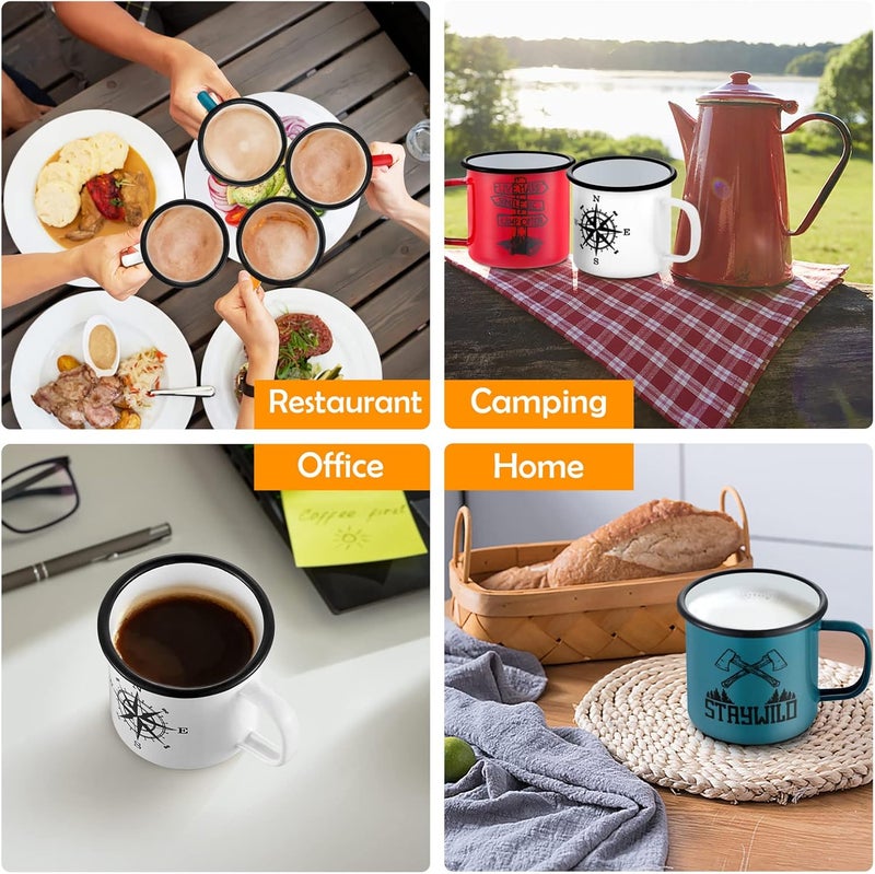 TeamFar TeamFar Coffee Mug 16 OZ Multi Colors Enamel Tea Mug Set of 6 Camp Drinking Cups with Patterns for Milk Tea NonToxic  Portable Lightweight  Sturdy Wide Handle  Smooth Rim Easy Clean - Image 5