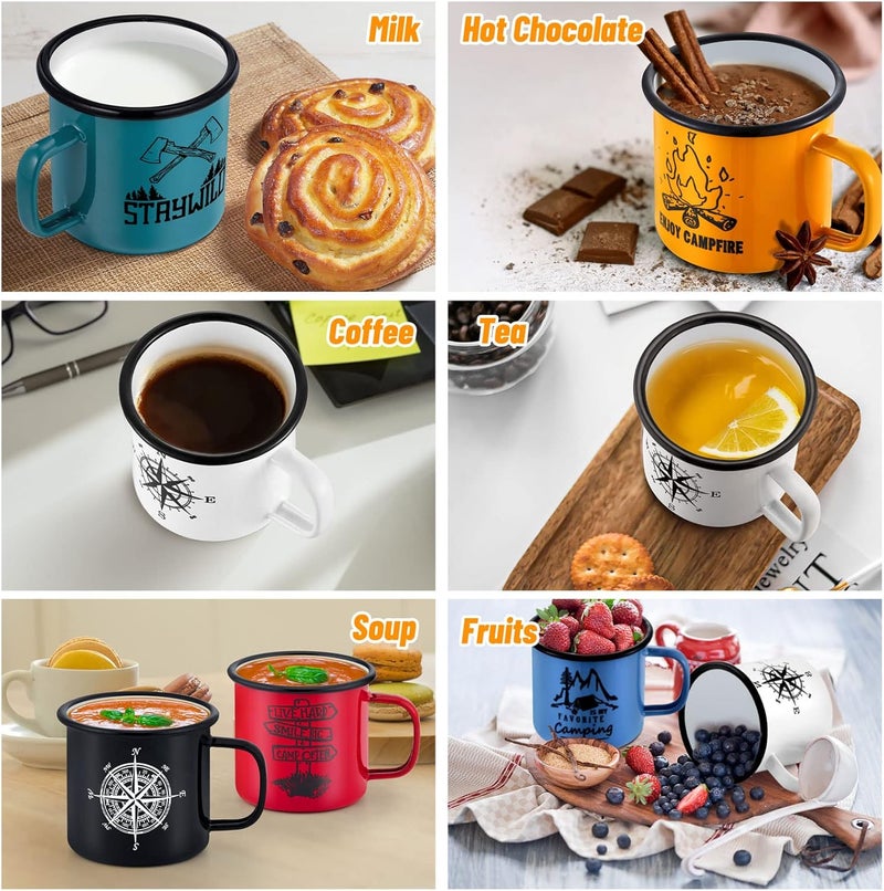TeamFar TeamFar Coffee Mug 16 OZ Multi Colors Enamel Tea Mug Set of 6 Camp Drinking Cups with Patterns for Milk Tea NonToxic  Portable Lightweight  Sturdy Wide Handle  Smooth Rim Easy Clean - Image 3