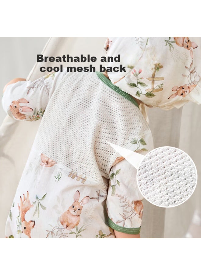 Ouyun Baby Romper, Summer Infant Bamboo Cotton Mesh Onesie, Thin Air Conditioning Suit, Crawling Suit, Floral Pattern, 59cm - Image 5