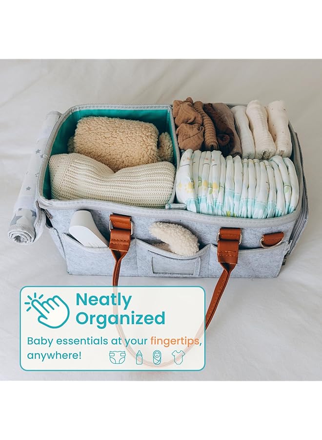 erorex Baby Diaper Caddy Organizer With Lid Multiple Compartments Baby Caddy Waterproof Diaper Tote Bag  - Image 2