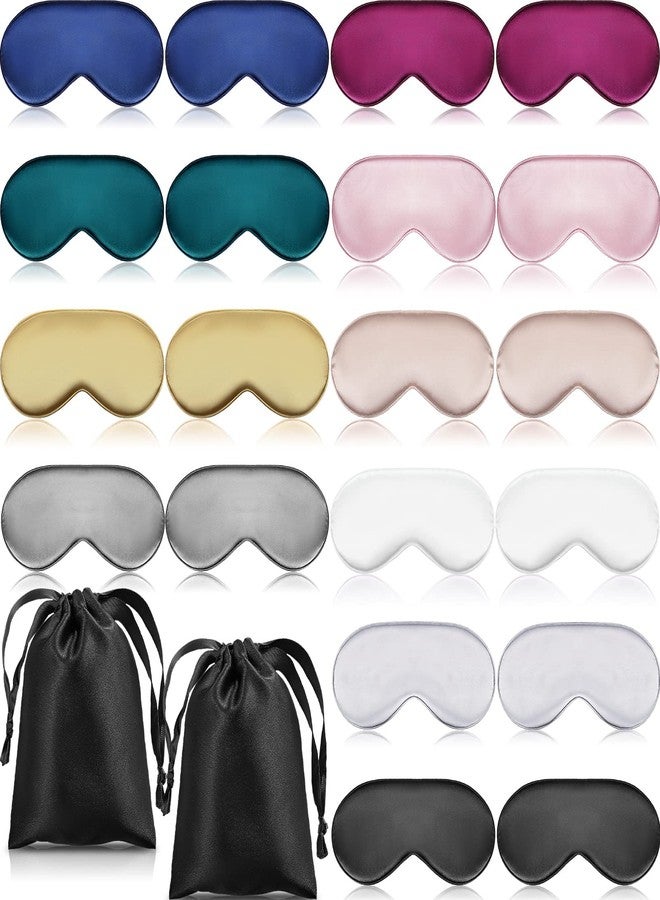 Janmercy 20 Pieces Silk Sleep Mask Eye Mask with Adjustable Strap Sleeping Cover Eye Cover Blindfold for Women Men Sleeping Travel(Multicolored - Image 1