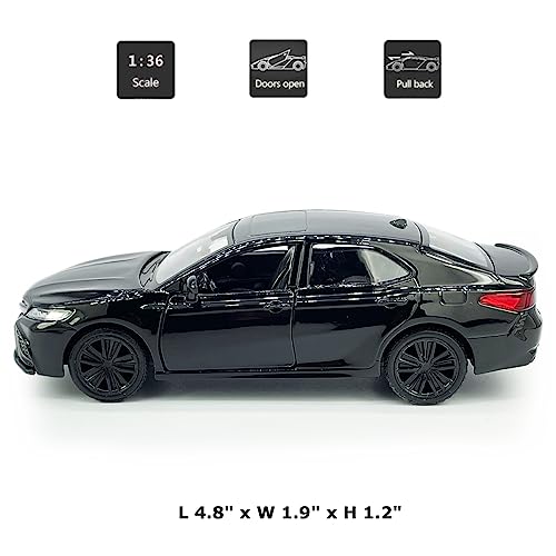 Metanyl Camry XSE 2022 Model Car 1/36 Scale Diecast Toy Cars Metal Alloy Children’s Die-cast Vehicles, Pull Back Doors Open, Black Rim, Collection for Men, Kids Toys for Boys Gifts, Black - Image 2