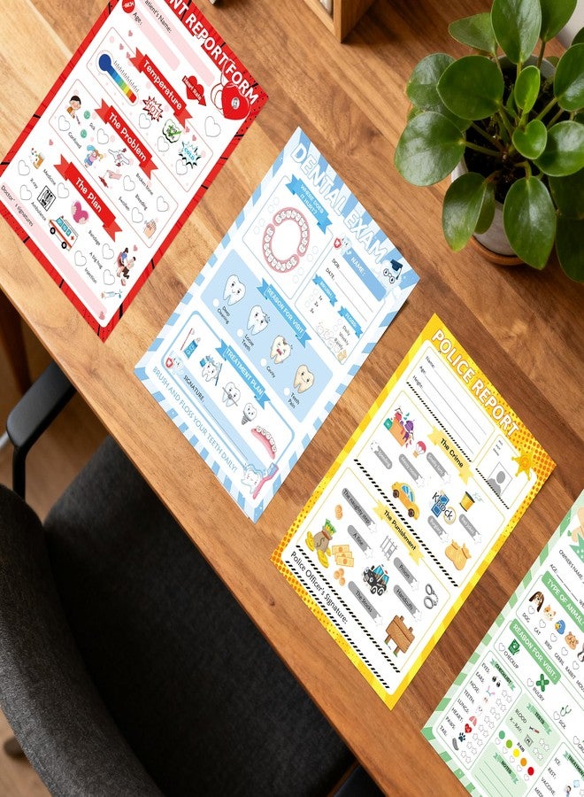 SMARSTICKER Pretend Play Notepads 6 Pack Playtime Pads Pretend Notebooks Imaginative Restaurant Doctor Police Vet Dentist Role Play Game Notepads for Boys & Girls - Image 5