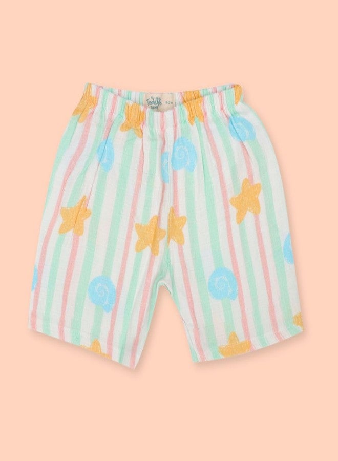 A toddler thing - 100% Organic Cotton Muslin Jabla & Shorts | Seaside Stripes | White | Size - 0-3 Months | for Boys & Girls | Super Soft & Breathable Baby Products | Casual Clothing - Image 3