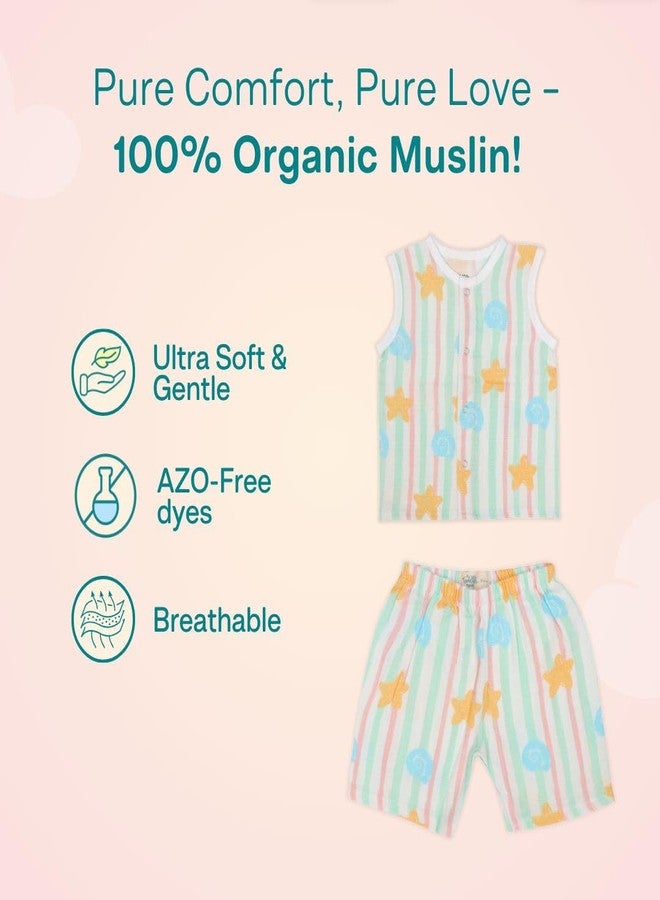 A toddler thing - 100% Organic Cotton Muslin Jabla & Shorts | Seaside Stripes | White | Size - 0-3 Months | for Boys & Girls | Super Soft & Breathable Baby Products | Casual Clothing - Image 4