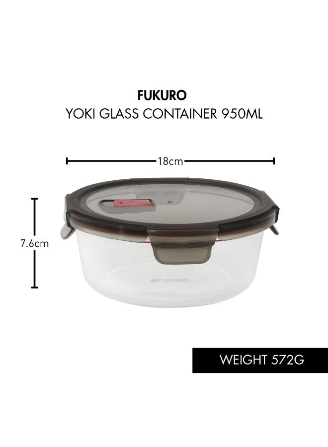 Fukuro Yoki Borosilicate Round Airtight Glass Container (950ml) - Image 1