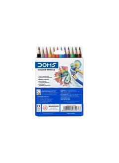 DOMS Wooden Colour Half Sized N Extra Small Pack Of 12 Shades with One Extender and Sharpener Free  - Image 2