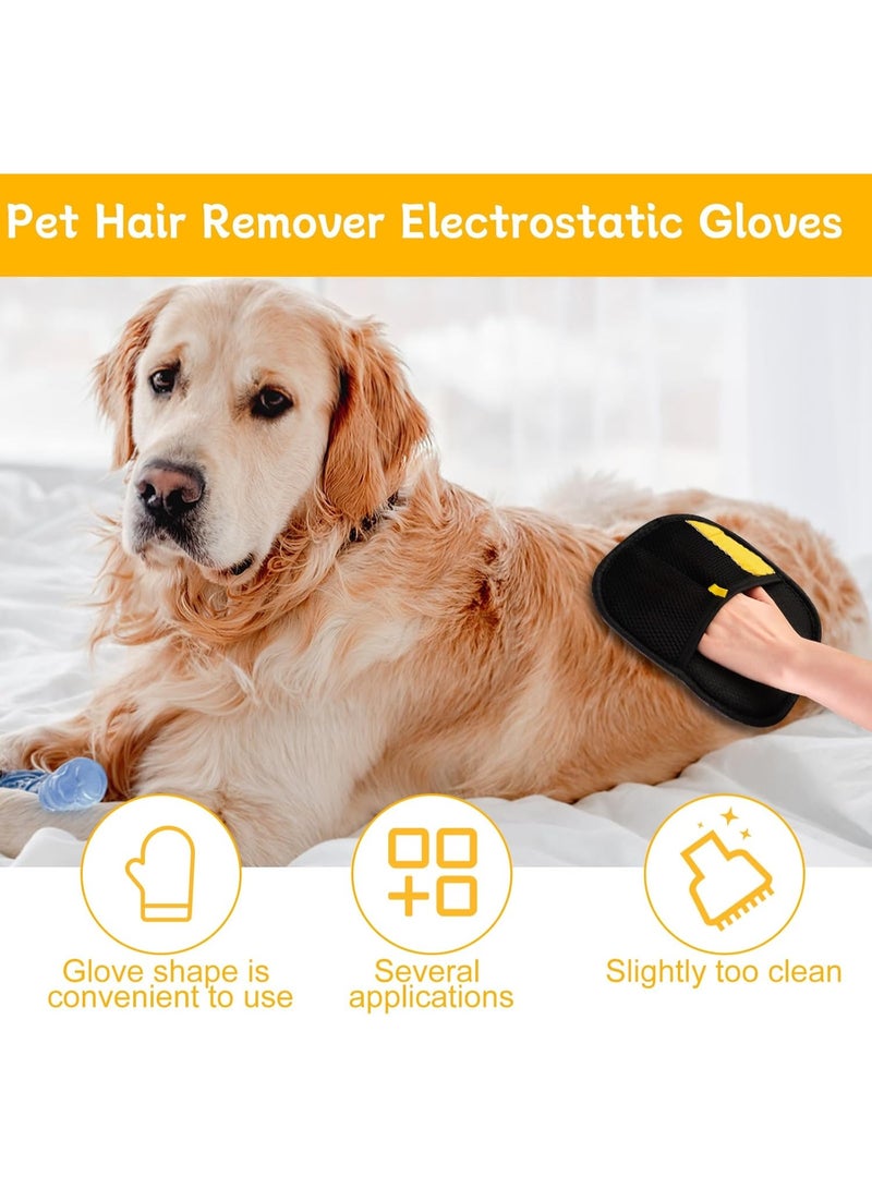 قفازات إزالة شعر الحيوانات بالكهرباء الساكنة، قفازات تنظيف قابلة لإعادة الاستخدام للأثاث، السجاد (3 قطع) - Image 3