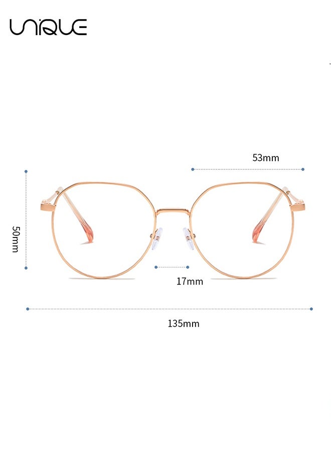 يونيك نظارات - نظارات حاجب الضوء الأزرق - نظارات غير قصيرة النظر - نظارات مربعة - نظارات للقراءة / الألعاب / التلفزيون / الهاتف المحمول للرجال - مضاد لإجهاد العين - نظارات عصرية خفيفة الوزن - مع جراب نظارات (ذهبي وردي) - Image 2