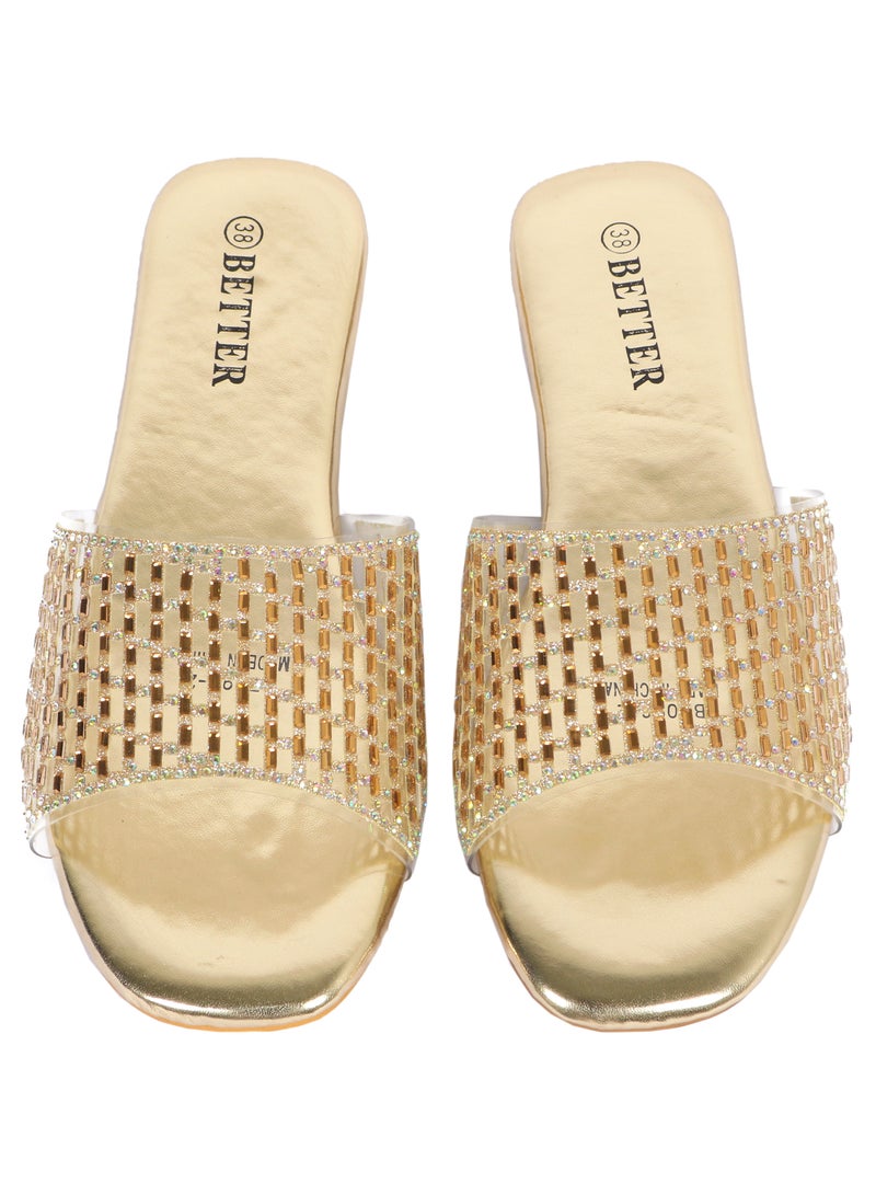 Better Ladies Flat Sandal Gold  - Image 2