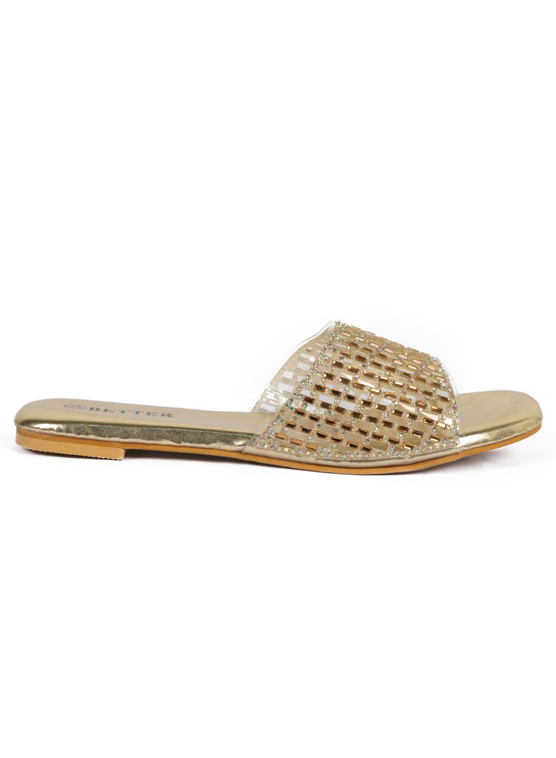 Better Ladies Flat Sandal Gold  - Image 3
