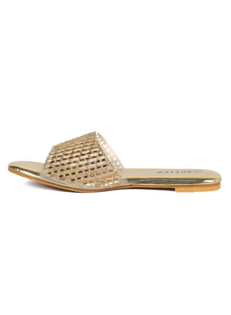Better Ladies Flat Sandal Gold  - Image 4