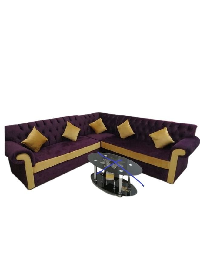Maharat Al Bahar L Shape Mab Sofa Set 5 Seaters Purple/Beige 250x80x80  - Image 1