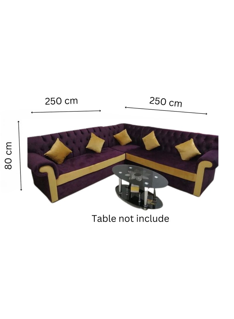 Maharat Al Bahar L Shape Mab Sofa Set 5 Seaters Purple/Beige 250x80x80  - Image 2
