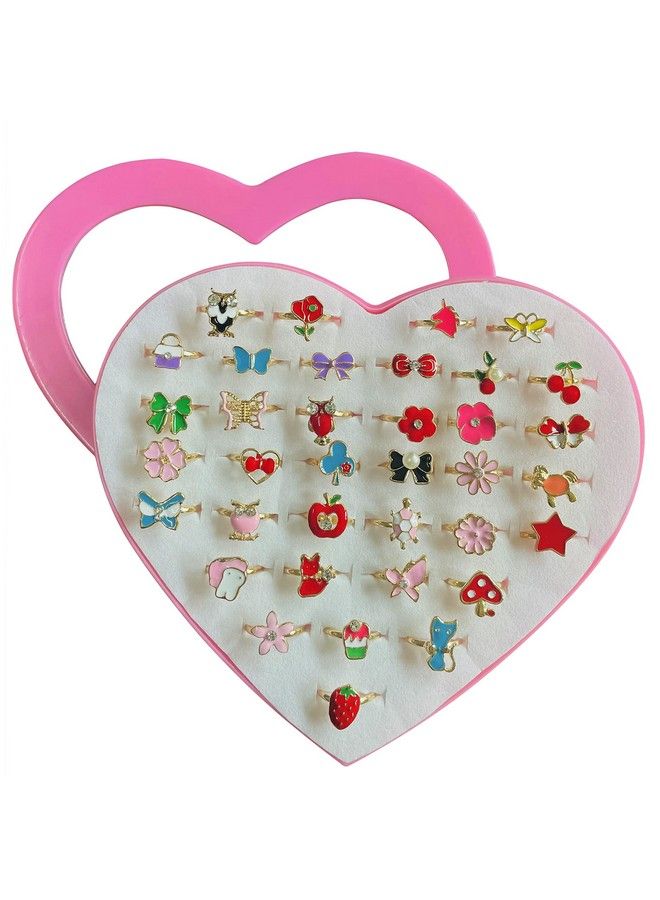 monochef 36Pcs Little Girl Jewel Rings In Box Adjustable No Duplication Children Girls Kids Pretend Play Costume Princess Dress Up Jewelry Rings Party Favors Toys Gifts For Girls  - Image 2