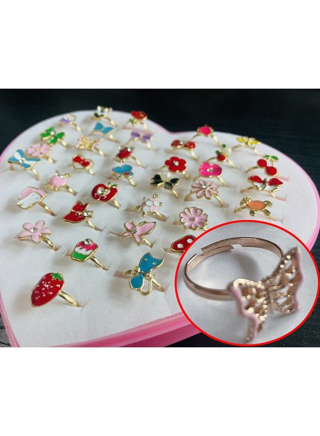 monochef 36Pcs Little Girl Jewel Rings In Box Adjustable No Duplication Children Girls Kids Pretend Play Costume Princess Dress Up Jewelry Rings Party Favors Toys Gifts For Girls  - Image 4