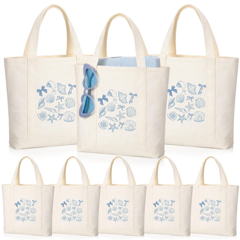 Shinylin 8 Pcs Bachelorette Bags Seashell Bridesmaid Tote Bags Bachelorette Party Favors Last Toast on the Coast Gifts Reusable Beach Canvas Tote with Handles for Wedding Bridal ShowerSmall - Image 2